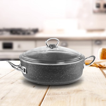 GÜRAL ÇELİK - AMETİS 30 cm GRANİT TENCERE - ANTRASİT