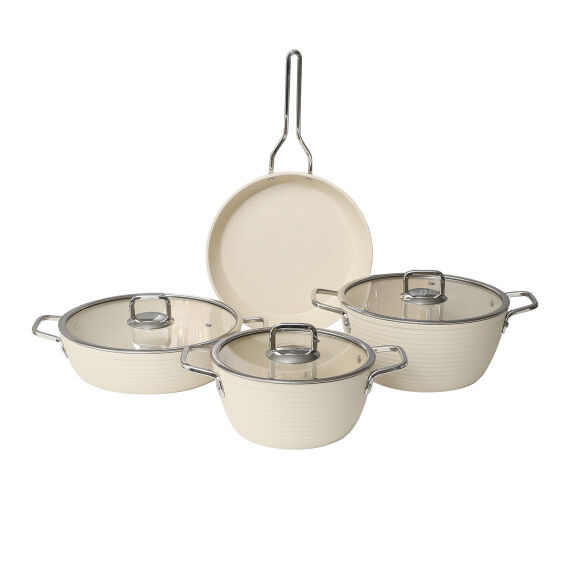 Açelya 7 Parça Granit Tencere Takımı Beyaz - 2