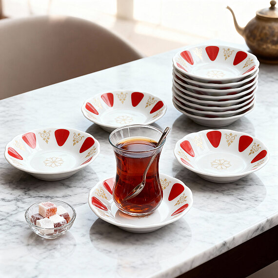 Acem 6 Parça 10 cm Porselen Çay Tabağı Seti - 4