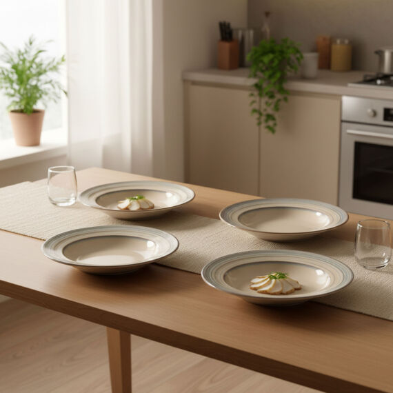 Güral 6 Adet 22 Cm Çukur Yemek Tabağı Reaktif Agate 969 - 2