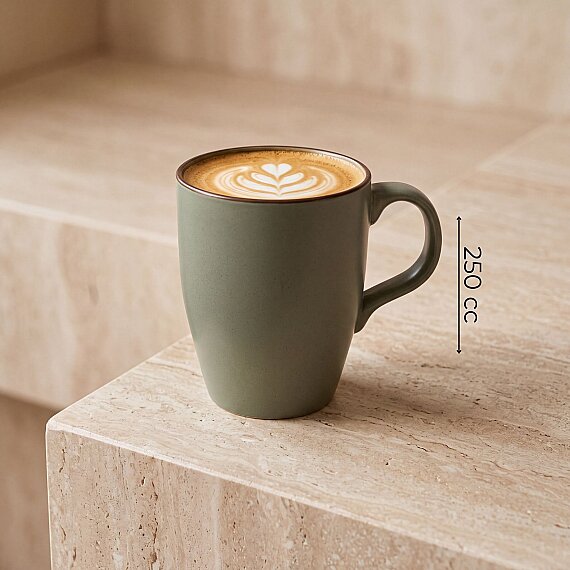 Barista 2'li Yeşil Mat Porselen Kupa Seti - 5
