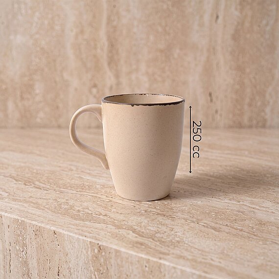 Barista Bej Mat Porselen Kupa Bardak Seti 2'li - 1