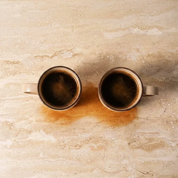 Bej Rölyef Desenli 2'li Porselen Mug Bardak Seti - 2