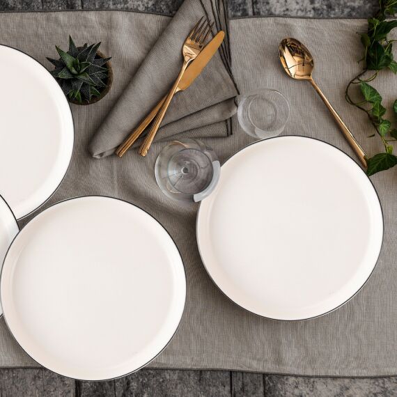 Bilbao 3 Parça 27 Cm Servis Tabağı Siyah File - 1