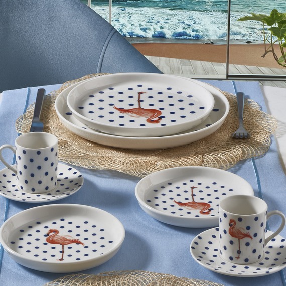 Bilbao 6 Parça 15 Cm Bone Pasta Takımı Flamingo - 1