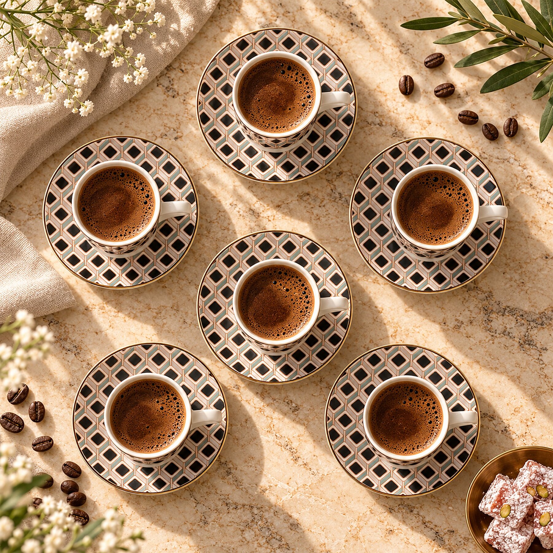 Camelia 12 Parça 6 Kişilik Kahve Fincan Takımı 65112 - 5