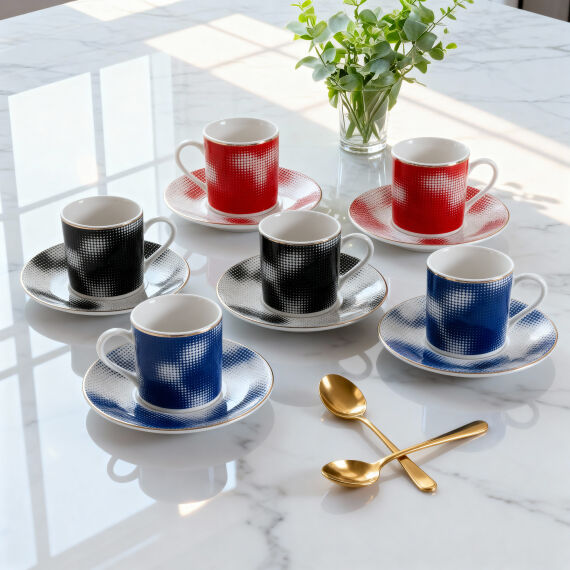 Camelia 12 Parça 6 Kişilik Kahve Fincan Takımı Karışık 62421 - 1