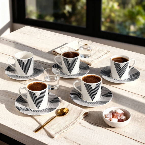 Camelia 12 Parça 6 Kişilik Kahve Fincan Takımı Karışık 6245 - 1