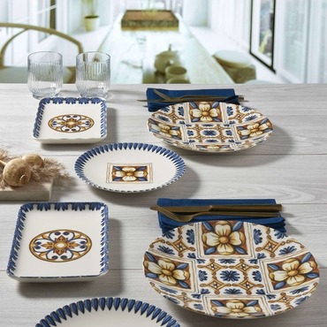 GÜRAL PORSELEN - CAMELIA 18 PARÇA 6 KİŞİLİK BONE KAHVALTI TAKIMI - 16771