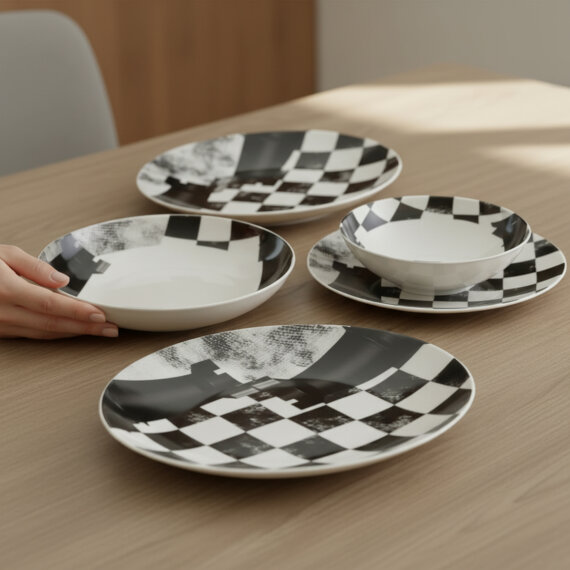 Camelia 4 Parça Sıngle Yemek Takımı Satranç Kale - 3