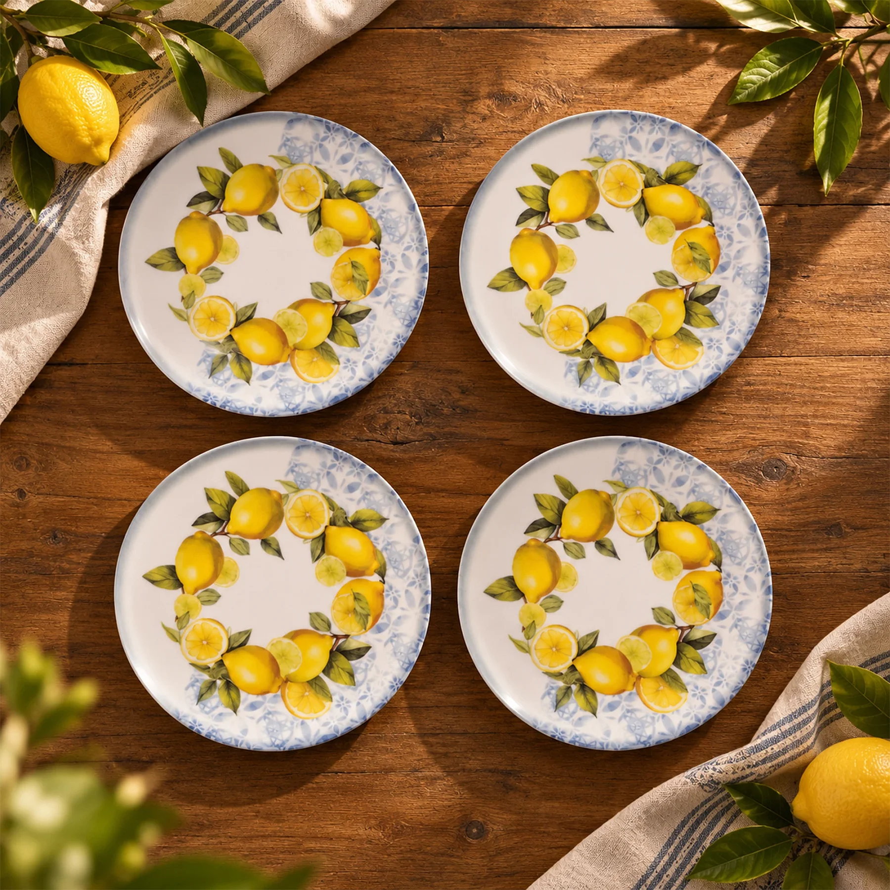 Camelia Limonlu 4'lü 20 cm Porselen Düz Tabak Seti 41963 - 8