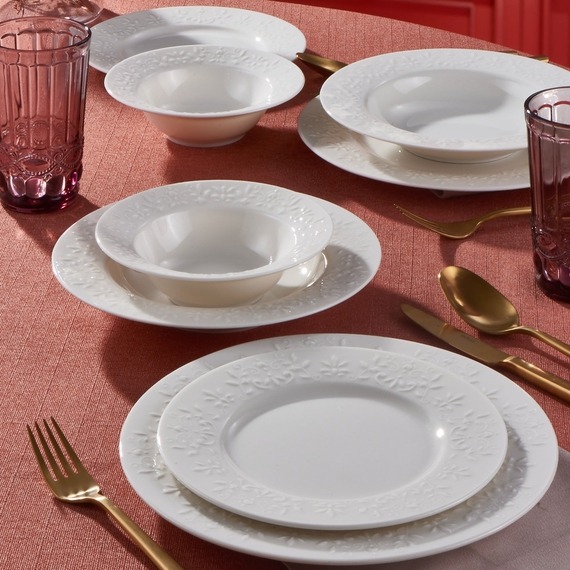 Dilruba 24 Parça 6 Kişilik Bone Yemek Takımı - 1