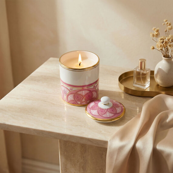 El Dekoru Altın Yaldızlı Kapaklı Porselen Mumluk & Dekoratif Kutu - 5