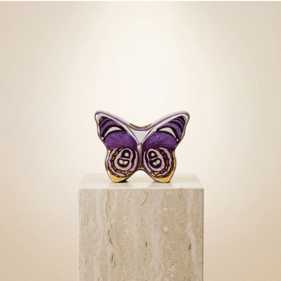 El Dekoru Kelebek Tasarımlı Dekoratif Porselen Vazo Mor 13x10 Cm - 4