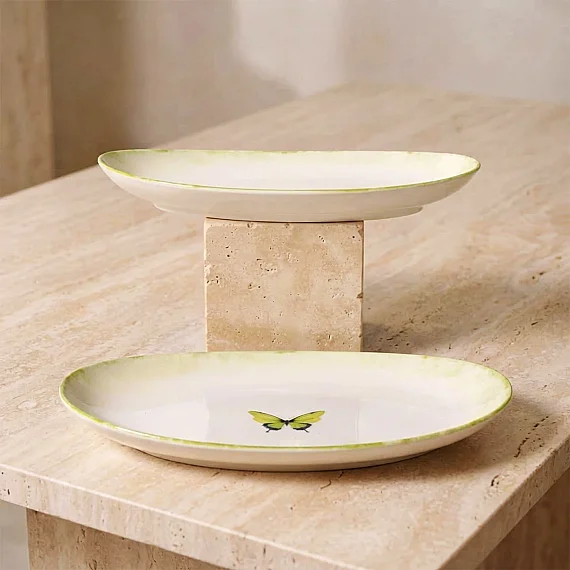 Elips 2'li 25 cm Porselen Kayık Tabak Seti - 2