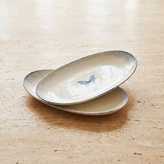 Elips 2'li 25 cm Porselen Kayık Tabak - 1