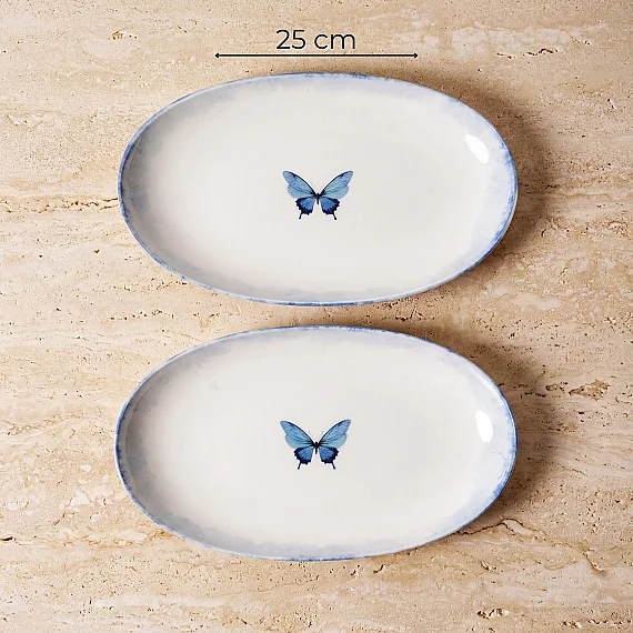 Elips 2'li 25 cm Porselen Kayık Tabak - 2