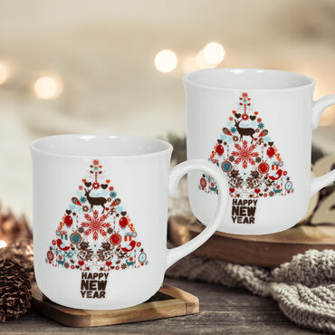 GÜRAL PORSELEN - YENİ YIL 2'Lİ 300 CC MUG BARDAK - 6268