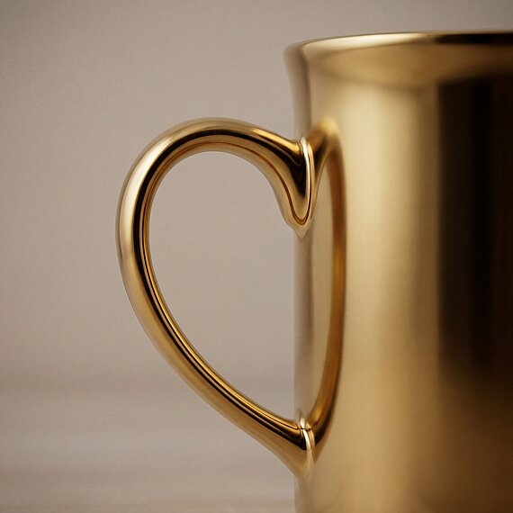 Gold Efekt Kaplama Porselen Kupa - 3