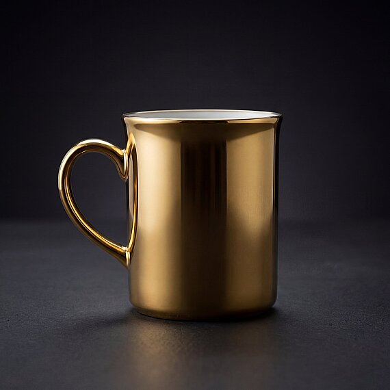 Gold Efekt Kaplama Porselen Kupa - 5