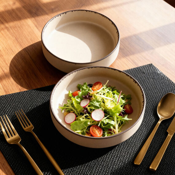 Ese 2 Adet 18 Cm Salata Kasesi Valeron Mat Bej 26b - 2
