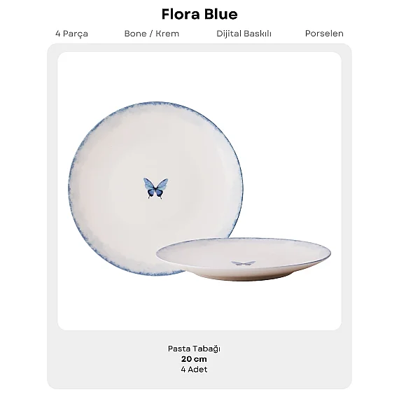 Flora 4'lü 20 cm Porselen Düz Tabak - 6