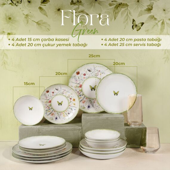 Flora Green 16 Parça 4 Kişilik Yemek Takımı 4883 - 4