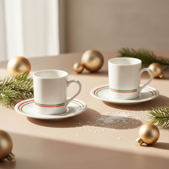 Camelia 2 Kişilik Kahve Fincanı Takımı Yeşil (Türk Kahvesi Hediyeli) - 1