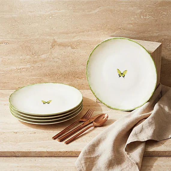 Flora Kelebek desenli 4'lü 20 cm düz tabak 4883 - 5