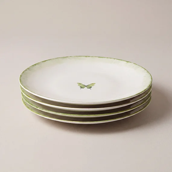 Flora Kelebek desenli 4'lü 20 cm düz tabak 4883 - 4