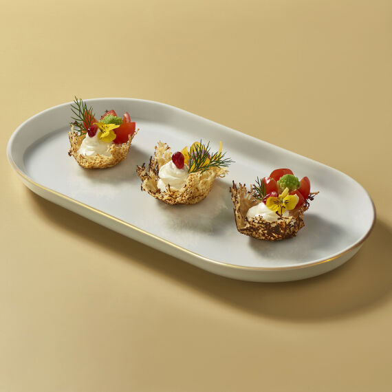 Bilbao 2 Parça 30x16 Cm Kayık Tabak Mat Altın File - 1
