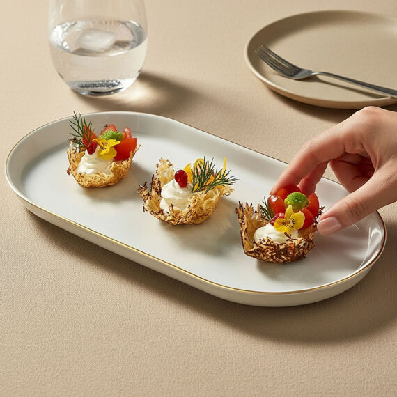 Bilbao 2 Parça 30x16 Cm Kayık Tabak Mat Altın File - 3