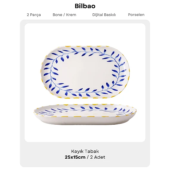 Bilbao Limon 2'li 25x15 cm Kayık Tabak Seti 63292 - 5