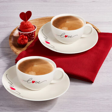 GÜRAL PORSELEN - LOVE 4 PARÇA 2 KİŞİLİK MANIA BONE ÇAY FİNCANI - 6375
