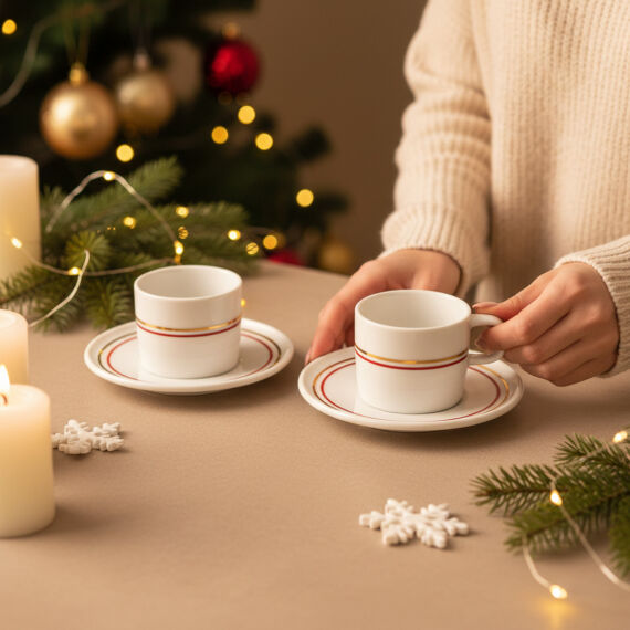 Mental 2 Kişilik Kahve Fincanı Takımı Altın (Türk Kahvesi Hediyeli ) - 3