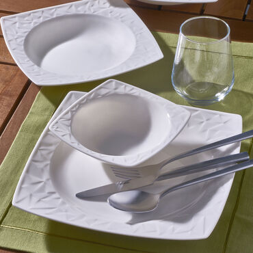 GÜRAL PORSELEN - VIVENTE 18 PARÇA 6 KİŞİLİK BONE YEMEK TAKIMI