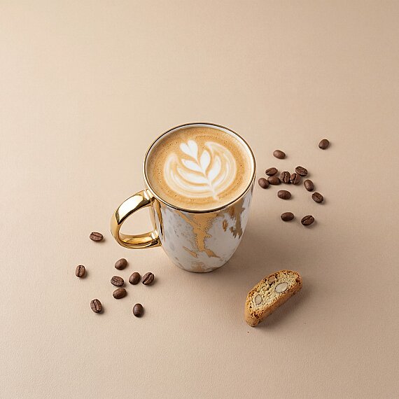 Gold Desenli Efekt Kaplama Porselen Kupa - 4