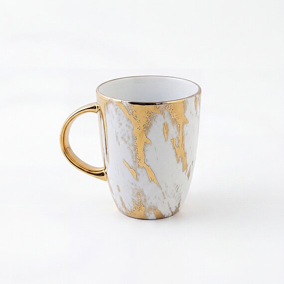 Gold Desenli Efekt Kaplama Porselen Kupa - 5