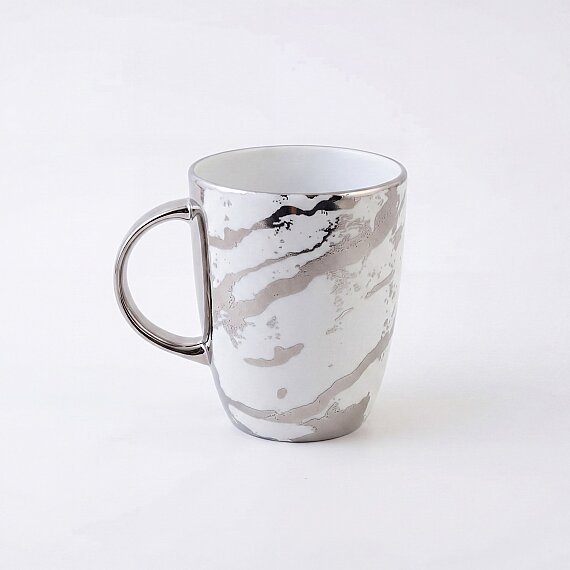 Gümüş Desenli Efekt Kaplama Porselen Kupa - 2