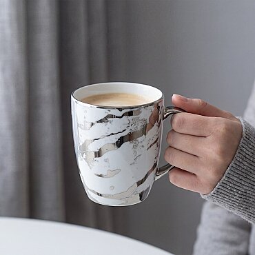 Gümüş Desenli Efekt Kaplama Porselen Kupa - GÜRAL PORSELEN