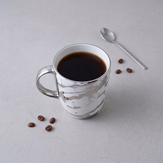 Gümüş Desenli Efekt Kaplama Porselen Kupa - 4