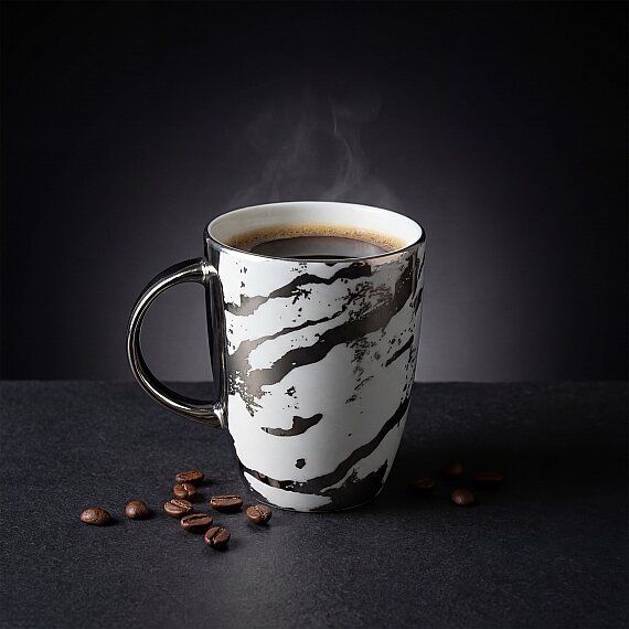 Gümüş Desenli Efekt Kaplama Porselen Kupa - 5