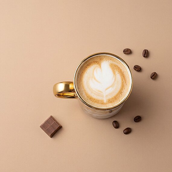 Gold Desenli Gold Kulplu Porselen Kupa - 5