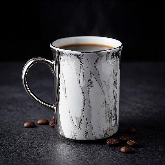 Gümüş Desenli Efekt Kaplama Porselen Kupa - 2