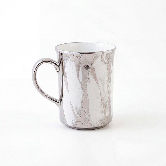 Gümüş Desenli Efekt Kaplama Porselen Kupa - 3