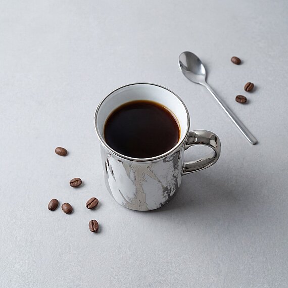 Gümüş Desenli Efekt Kaplama Porselen Kupa - 5