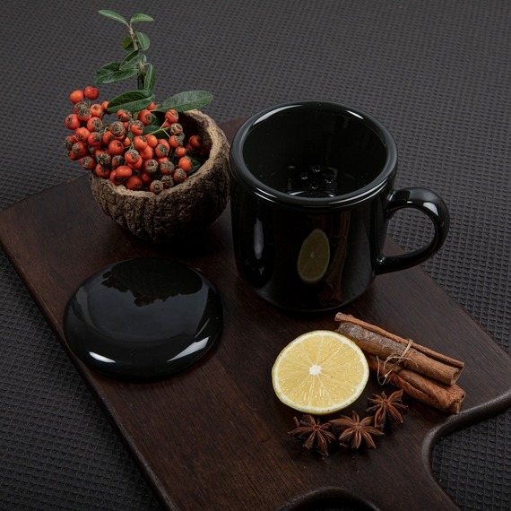 3 Parça Bone Süzgeçli Bitki Çayı Bardağı - Siyah - 2