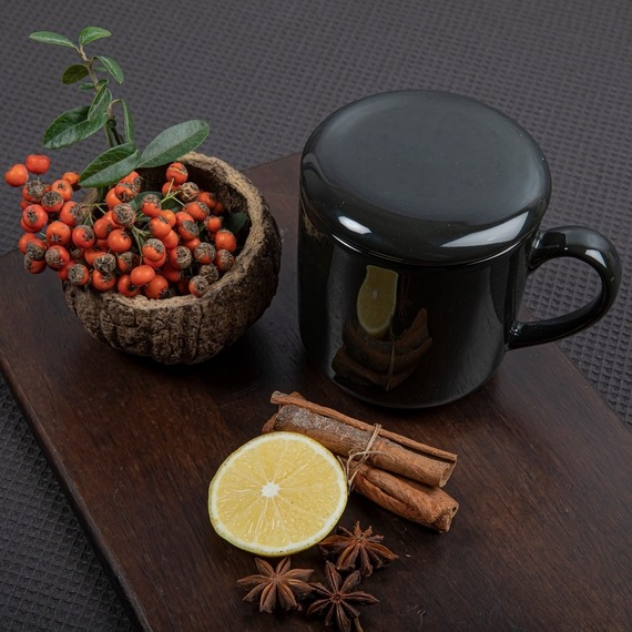 3 Parça Bone Süzgeçli Bitki Çayı Bardağı - Siyah - 4