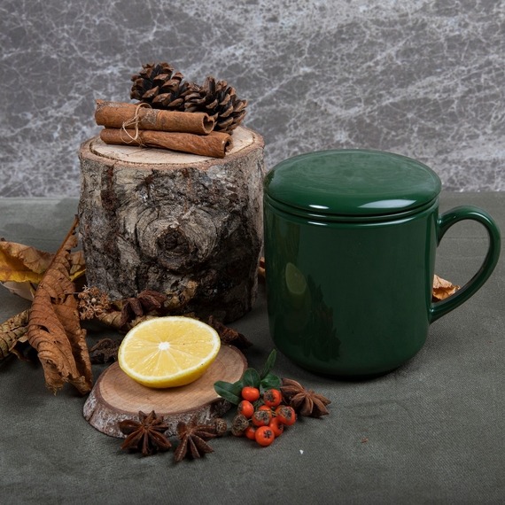 3 Parça Bone Süzgeçli Bitki Çayı Bardağı - Yeşil - 2