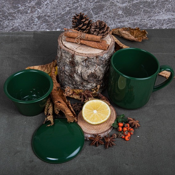 3 Parça Bone Süzgeçli Bitki Çayı Bardağı - Yeşil - 3